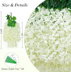 24 Pack Wisteria Hanging Flowers, 3.6 Feet/Pcs White Wisteria Artificial Flowers, Fake Flowers Garland, Hanging, alternate