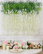 24 Pack Wisteria Hanging Flowers, 3.6 Feet/Pcs White Wisteria Artificial Flowers, Fake Flowers Garland, Hanging, alternate