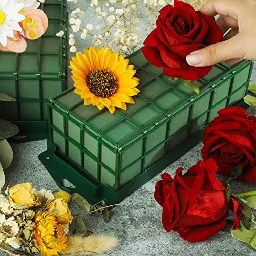 24 Packs Floral Foam Cage Rectangle Flower Cage Holders with Floral Foam Flower Arrangement Supplies for Fresh, alternate