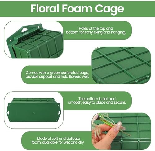24 Packs Floral Foam Cage Rectangle Flower Cage Holders with Floral Foam Flower Arrangement Supplies for Fresh, alternate