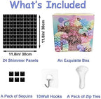 24 Panels Black Shimmer Wall Backdrops, Square Sequins Backdrops with 3D Effect, Large Photo backdrops for, alternate view 3