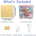 24 Panels Light Gold Shimmer Wall Backdrops, Square Sequins Backdrops with 6D Effect, Large Photo backdrops for, alternate
