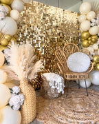 24 Panels Light Gold Shimmer Wall Backdrops, Square Sequins Backdrops with 6D Effect, Large Photo backdrops for, alternate