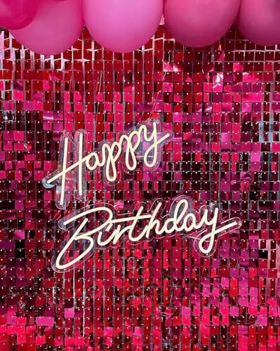 24 Panels Rose Red Shimmer Wall Backdrops, Square Sequins Backdrops with 6D Effect, Large Photo backdrops for, alternate view