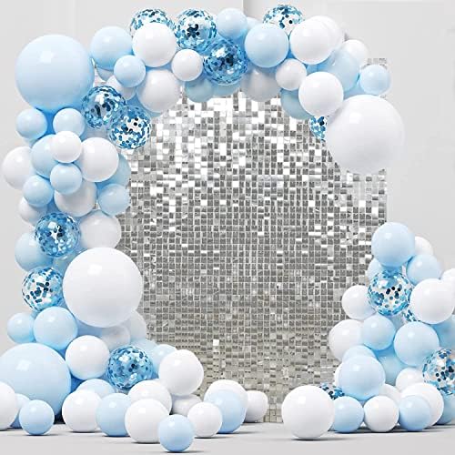 24 Panels Shimmer Wall Backdrops, Square Sequins Backdrops with 6D Effect, Large Photo backdrops for Birthday