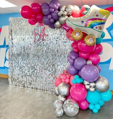 24 Panels Shimmer Wall Backdrops, Square Sequins Backdrops with 6D Effect, Large Photo backdrops for Birthday, alternate view