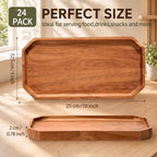 24 Pcs 10 x 5 Inch Wooden Serving Platter Bulk Acacia Wood Platters in 10 x 5 Inch in Brown, alternate view 3