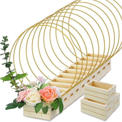 24 Pcs 12 Inches Metal Floral Hoop Centerpiece with Tables Stand