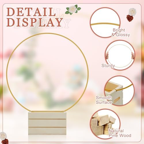 24 Pcs 12 Inches Metal Floral Hoop Centerpiece with Tables Stand, alternate view 4