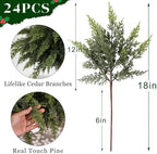 24 Pcs 18"Artificial Lifelike Touch Christmas Cedar Branches for Vase Decor, alternate view 5