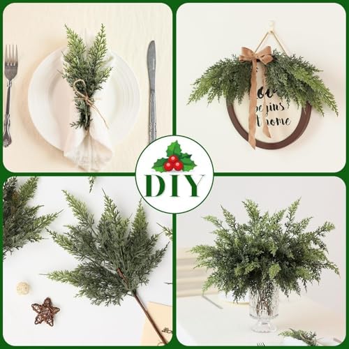 24 Pcs 18"Artificial Lifelike Touch Christmas Cedar Branches for Vase Decor, alternate view 6