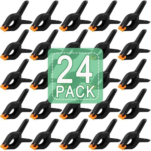 24 PCS 3.5" Heavy Duty Plastic Spring Clamps, Black Spring Clips for Backdrops, Craft Projects, Woodworking