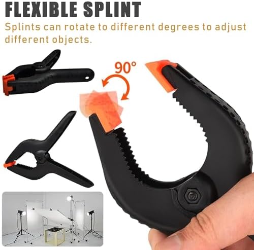 24 PCS 3.5" Heavy Duty Plastic Spring Clamps, Black Spring Clips for Backdrops, Craft Projects, Woodworking, alternate view 6
