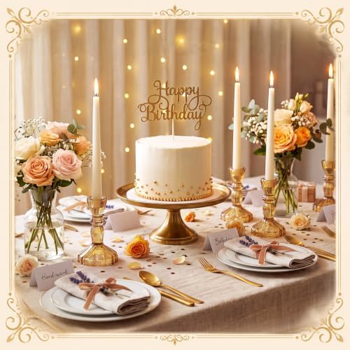24 Pcs Amber Taper Candle Holders 4'' Tall Candlestick Glass Holders Bulk Stripe Decorative Stand Wedding Stick, alternate