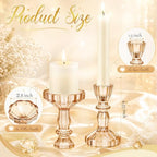 24 Pcs Amber Taper Candle Holders 4'' Tall Candlestick Glass Holders Bulk Stripe Decorative Stand Wedding Stick, alternate