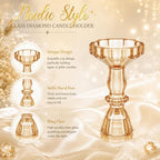 24 Pcs Amber Taper Candle Holders 4'' Tall Candlestick Glass Holders Bulk Stripe Decorative Stand Wedding Stick, alternate