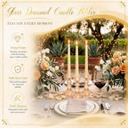 24 Pcs Amber Taper Candle Holders 4'' Tall Candlestick Glass Holders Bulk Stripe Decorative Stand Wedding Stick, alternate