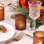 24 Pcs Amber Votive Tealight Candle Holders, Fall Christmas Decorations in Amber, alternate view 3