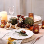 24 Pcs Amber Votive Tealight Candle Holders, Fall Christmas Decorations in Amber, alternate view 4