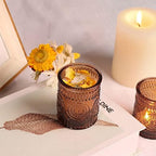 24 Pcs Amber Votive Tealight Candle Holders, Fall Christmas Decorations in Amber, alternate view 6