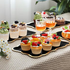 24 Pcs Black Disposable Paper Serving Trays 9x13 Inch Gold Rim in 9x13 Inch in Black, alternate view 2
