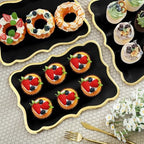 24 Pcs Black Disposable Paper Serving Trays 9x13 Inch Gold Rim in 9x13 Inch in Black, alternate view 4