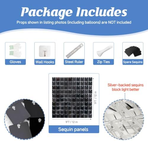 24 Pcs Black Shimmer Shimmer Wall Backdrop,4x6 FT for Party in 4x6 FT, alternate view 3