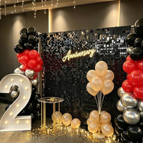 24 Pcs Black Shimmer Shimmer Wall Backdrop,4x6 FT for Party in 4x6 FT, alternate view 5
