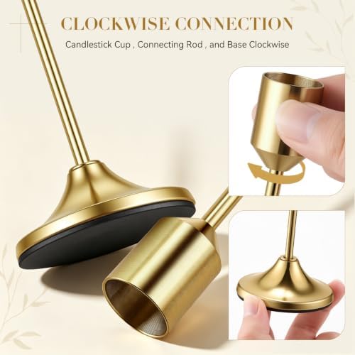 24 PCS Brass Gold Taper Candle Holders Set, Vintage Metal Candlestick in Vintage Gold, alternate view 4