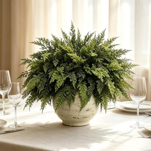 24 Pcs, Cedar Branches, Faux Cedar Stems, Lifelike Christmas Greenery, alternate view 6