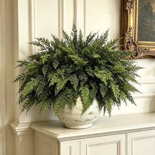 24 Pcs, Cedar Branches, Faux Cedar Stems, Lifelike Christmas Greenery, alternate view 7