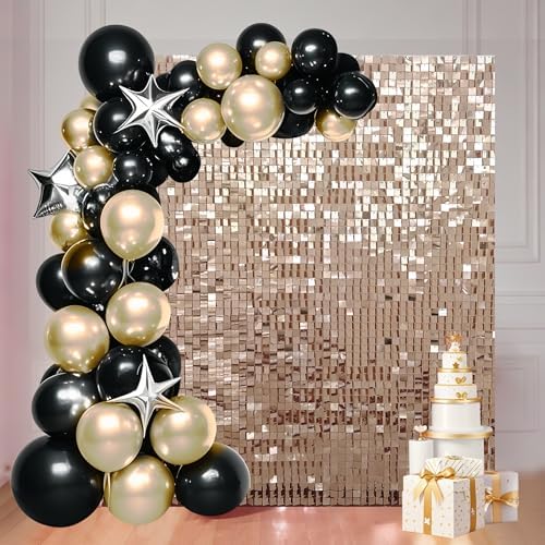 24 Pcs Champagne Gold Shimmer Wall Backdrop for Party Decoration