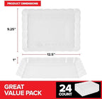 (24 Pcs) Clear Plastic Serving Tray 9x13, Large Plastic Serving Platter Disposable, Rectangle Party Trays and, alternate view