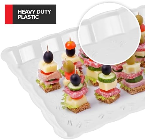 (24 Pcs) Clear Plastic Serving Tray 9x13, Large Plastic Serving Platter Disposable, Rectangle Party Trays and, alternate view