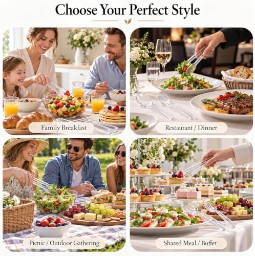 24 Pcs Clear Plastic Serving Utensils Set, Serving Spoons For Buffet in Transparent, alternate view 7
