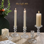 24 Pcs Clear Taper Candle Holders 4'' Tall Glass Candlestick Holders Bulk Crystal Decorative Stand Wedding Stick, alternate