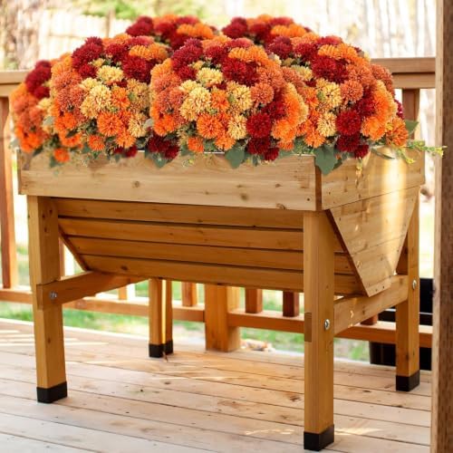 24 Pcs Fall Artificial Flowers for Outdoor Faux Mums, Burnt Orange, alternate view 3