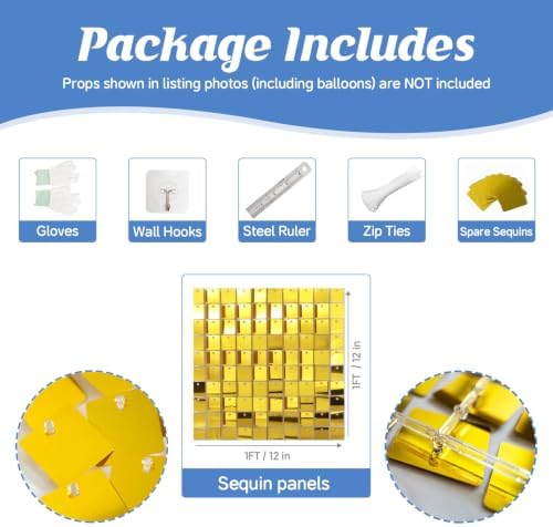 24 Pcs Gold Shimmer Wall Backdrop,4x6 FT for Party in 4x6 FT, alternate view 3