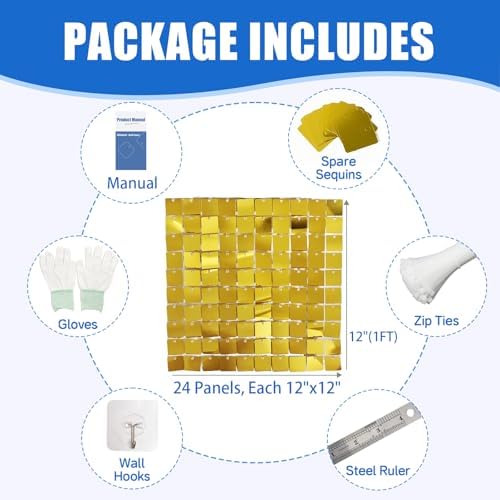 24 Pcs Gold Shimmer Wall Backdrop Panels for Party Decoration, alternate view 2