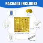 24 Pcs Gold Shimmer Wall Backdrop Panels for Party Decoration, alternate view 2