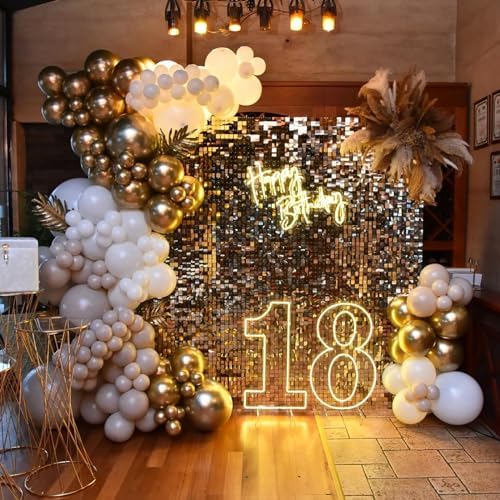 24 Pcs Gold Shimmer Wall Backdrop Panels for Party Decoration, alternate view 5