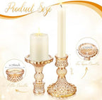 24 Pcs Gold Taper Candle Holders 4'' Tall Candlestick Glass Holders Bulk Crystal Decorative Stand Wedding Stick, alternate