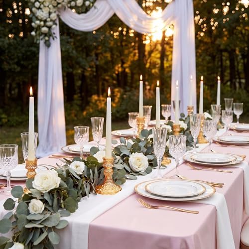 24 Pcs Gold Taper Candle Holders 4'' Tall Candlestick Glass Holders Bulk Crystal Decorative Stand Wedding Stick, alternate