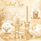 24 Pcs Gold Taper Candle Holders 4'' Tall Candlestick Glass Holders Bulk Stripe Decorative Stand Wedding Stick, alternate