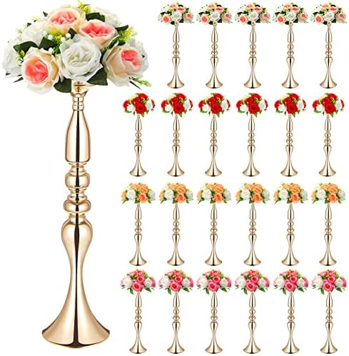 24 Pcs Gold Wedding Flower Stand 20" Wedding Centerpiece for Table in Gold