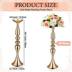 24 Pcs Gold Wedding Flower Stand 20" Wedding Centerpiece for Table in Gold, alternate view 3