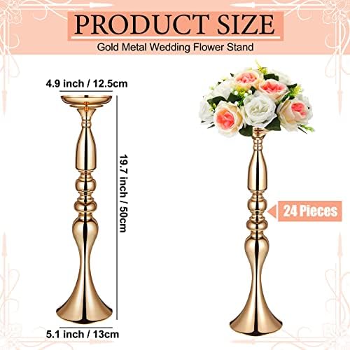 24 Pcs Gold Wedding Flower Stand 20" Wedding Centerpiece for Table in Gold, alternate view 3