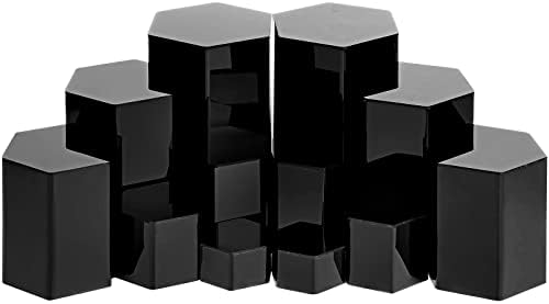 24 Pcs Hexagonal Jewelry Display Risers Acrylic Stands, Black in Black