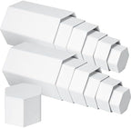 24 Pcs Hexagonal Jewelry Display Risers Acrylic Stands, White in White, alternate view 3