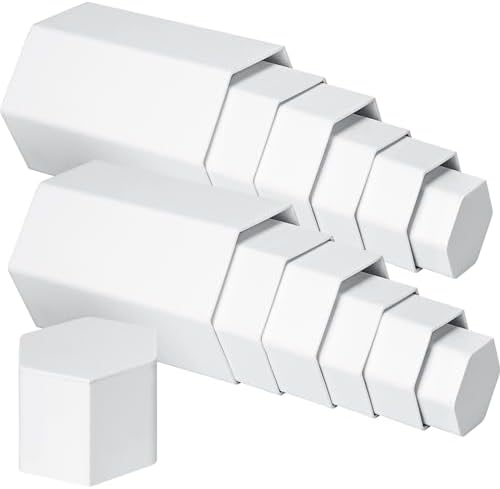 24 Pcs Hexagonal Jewelry Display Risers Acrylic Stands, White in White, alternate view 3